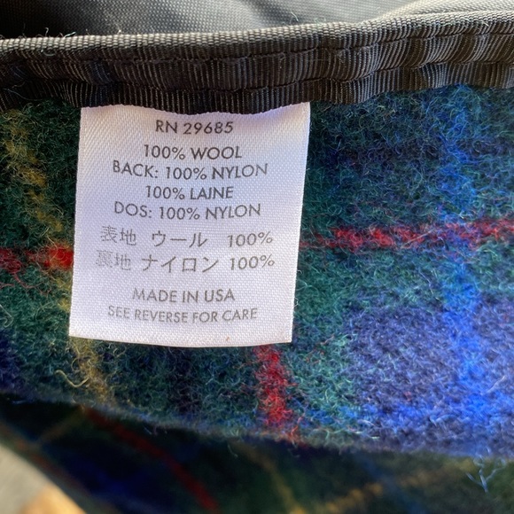 Pendleton Pure Wool Roll Up Blanket Checked Plaid Green - Picture 4 of 12